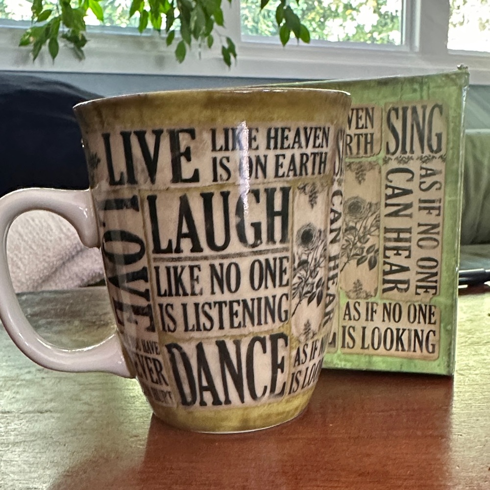 Live, Laugh, Love Green and Cream Inspirational Mug